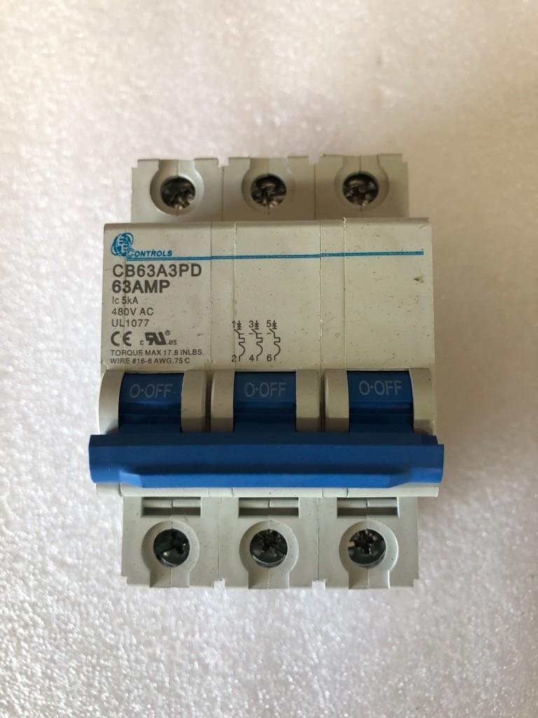EEC Controls CB63A3PD, Circuit Breaker, 63A, 3 Pole, 480V