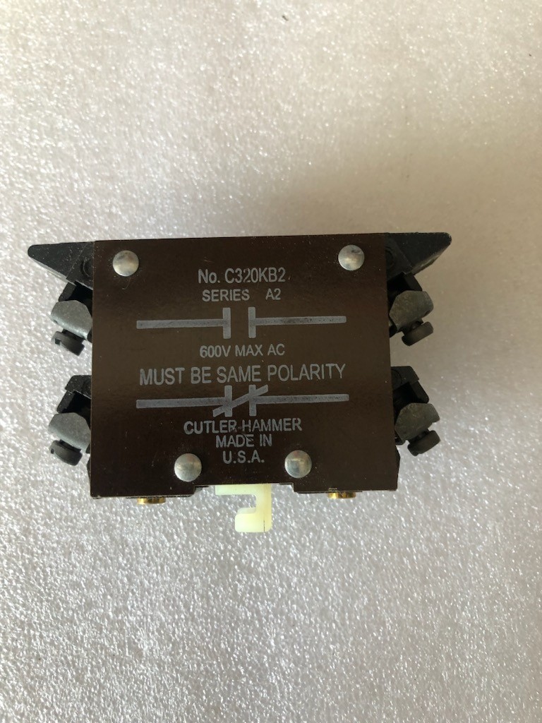 Cutler Hammer C320KB2, Auxiliary Contact Block, 1 N.O., 1 N.C
