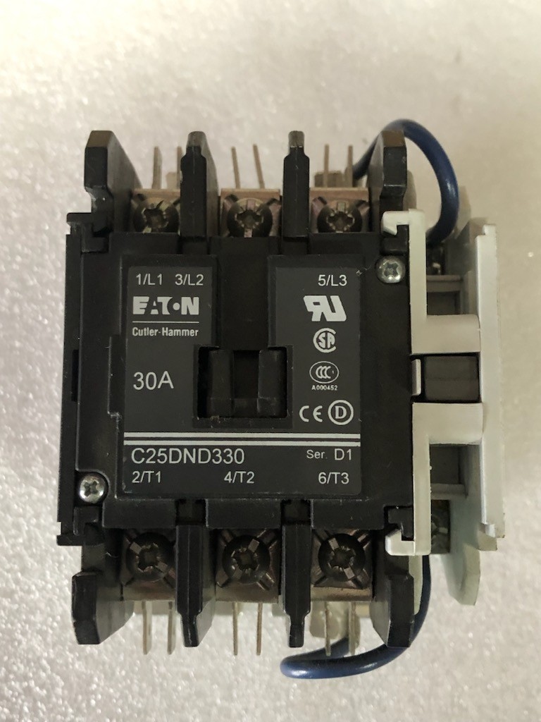 Eaton C25DND330, 3 Poles Definite Purpose Contactor, 30A, 24VDC Coil