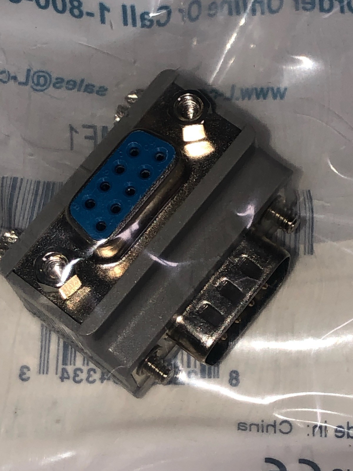 L-COM DG909MF-1, 9 Pin "D" Sub Adapter, 90 degree