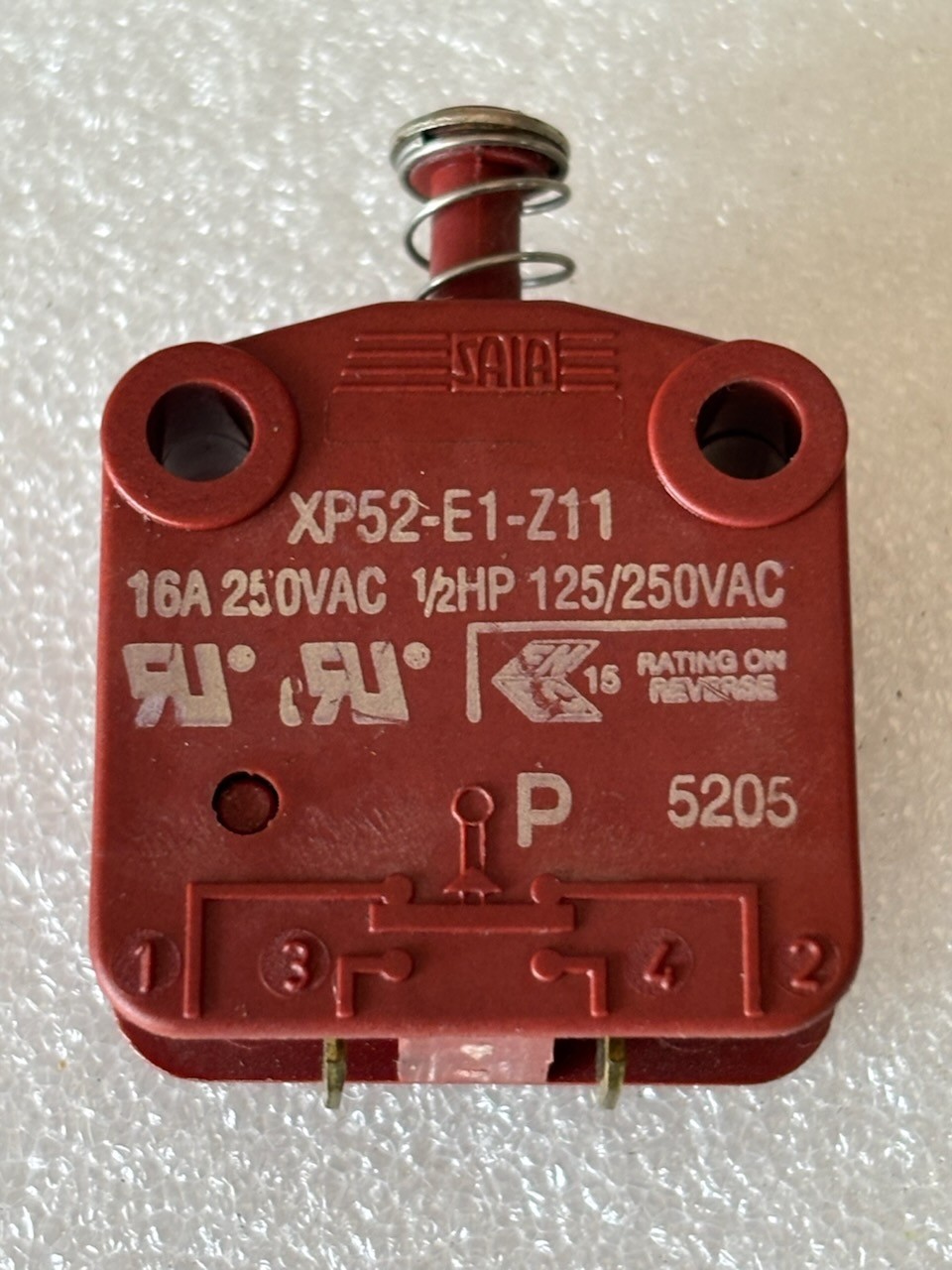 Saia Burgess XP52-E1-Z11, Mushroom Plunger Switch, N.O., 16A, 400VAC