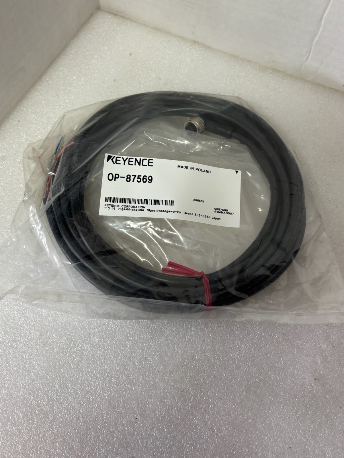 KEYENCE OP-87569 Standard Power Cable M12 L-Shaped 5M FL Series NEW
